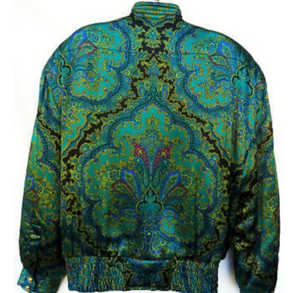 Carlisle Vintage Paisley Silk Bomber Jacket - Picture 2 of 9
